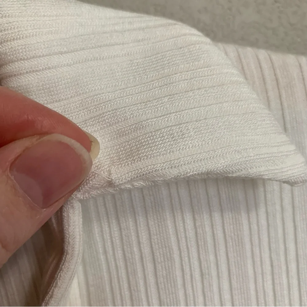 Madewell Ivory Ribbed V-Neck Polo Tee Size XXS NWT - Picture 6 of 17